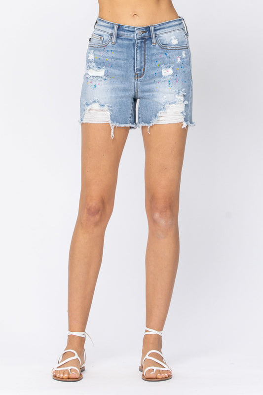 Judy Blue Paint Splash Shorts