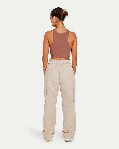 Womens Ribbed Base Racer Crop Top