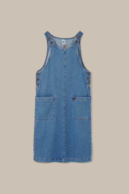 Lily - Denim Midi Dress in Midwash Denim