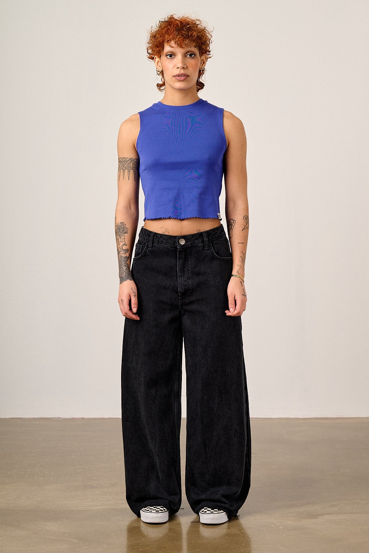 Etta - Cotton Jersey Sleeveless Tank in Dazzling Blue