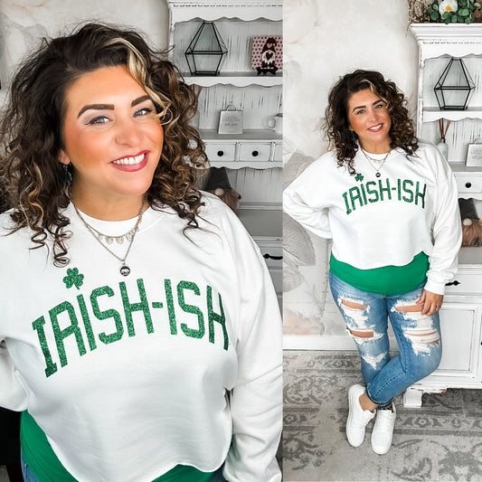 Irish-ish Glitter Cropped Sweatshirt