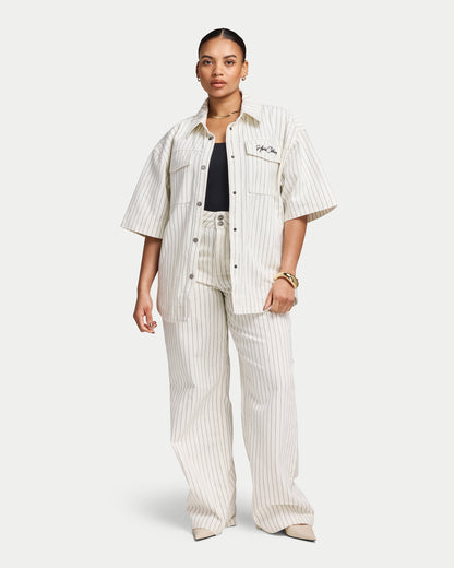 Womens Denim Short Sleeve Shirt