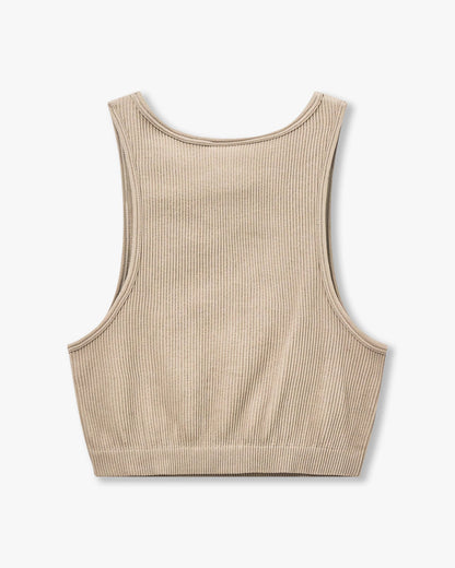 Womens Ribbed Base Racer Crop Top
