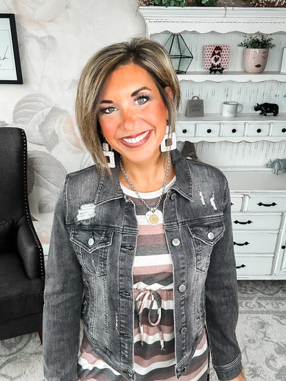 In A Flash Light Grey Jean Jacket