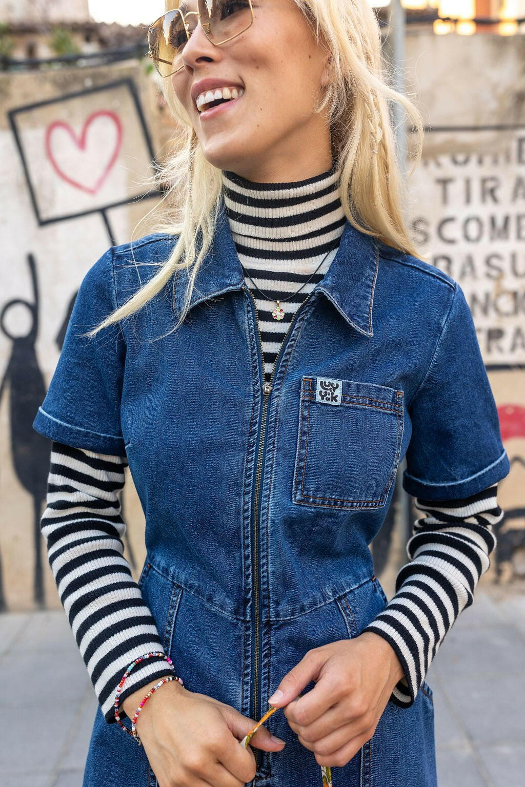Ragan - Denim Jumpsuit in Mid Wash Blue