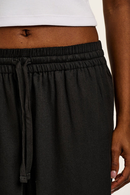 Chuck - Wide Leg Cotton Trousers in Black