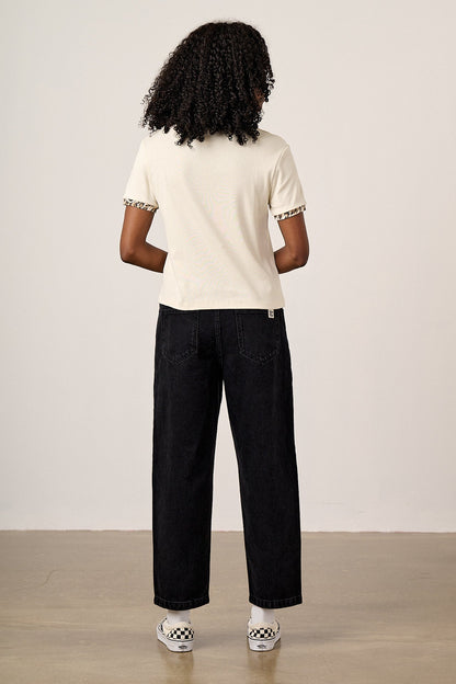 Maya - Cotton T-Shirt in Leo Swirl Trim