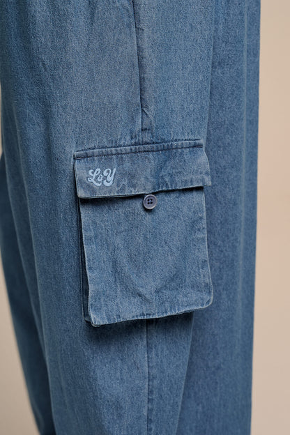 Miyada - Cotton Dungaree in Light Wash Blue