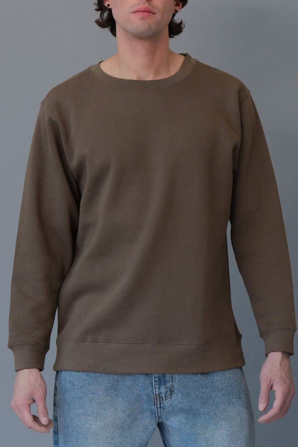 Basic Solid Crew-Neck Sweatshirt