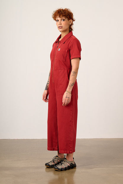 Ragan - Denim Jumpsuit in True Red Wash