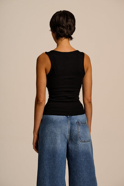 Romy - Ribbed Vest in Black