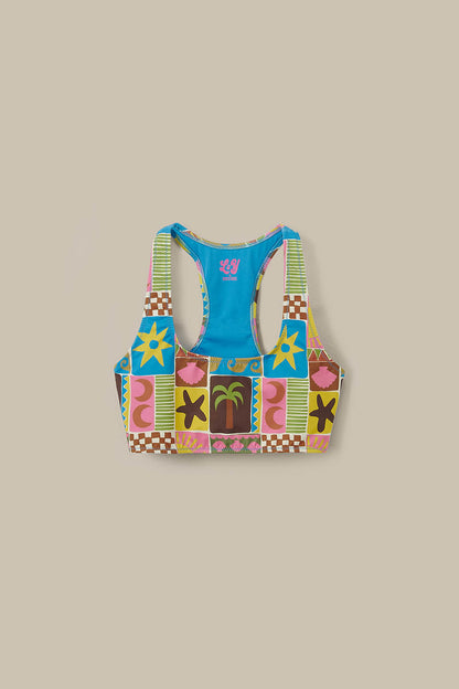 Morella - Racerback Bikini Top in Coastal Tile