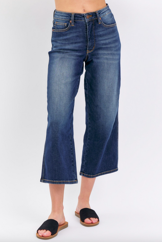 Judy Blue Tummy Control Cropped Wide Leg Jeans