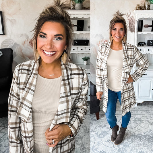 In The Air Plaid Jacket - Light Mocha